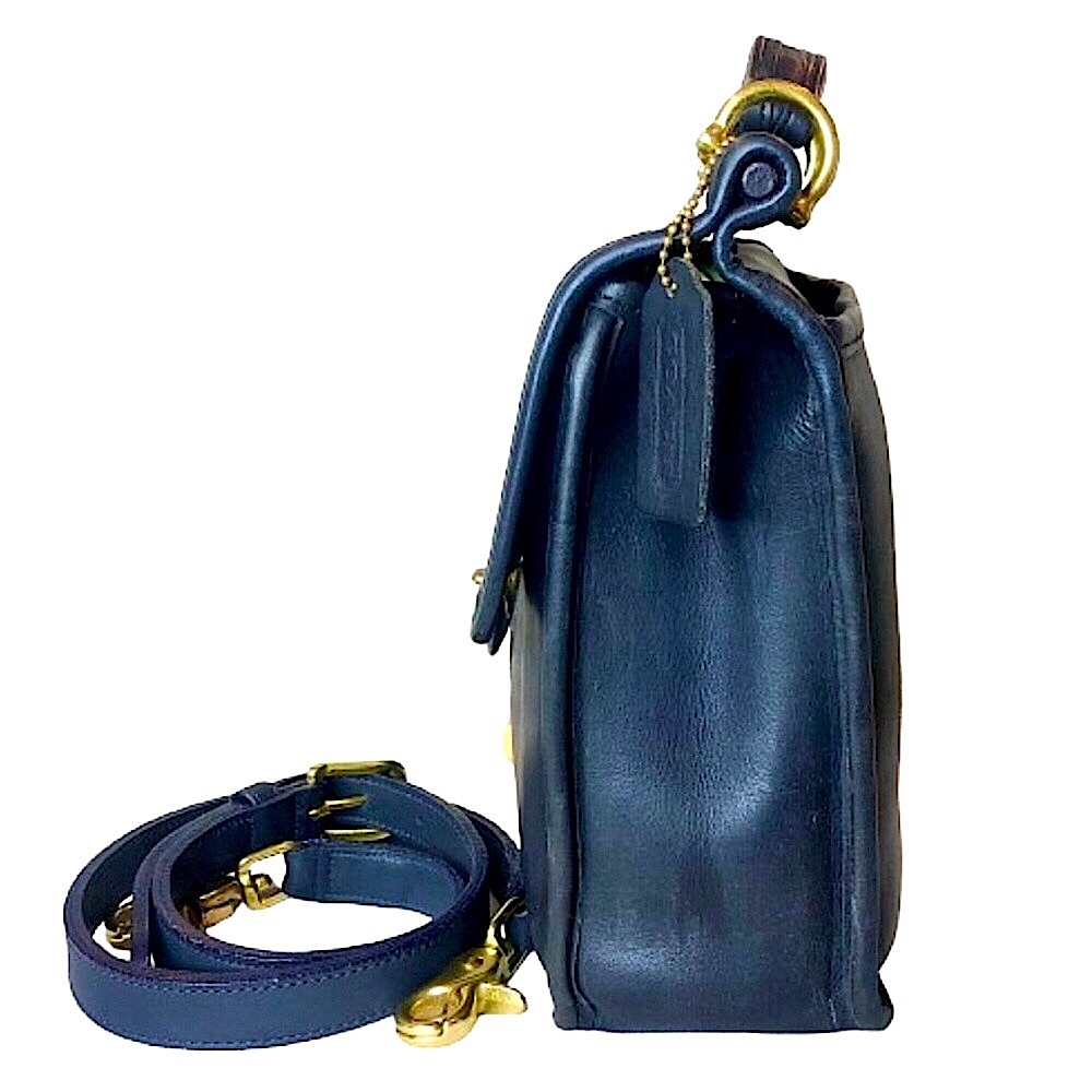 COACH WILLIS Navy Blue Glove Tanned Leather Shoulder Bag Vintage USA 9927 COA - Picture 5 of 17